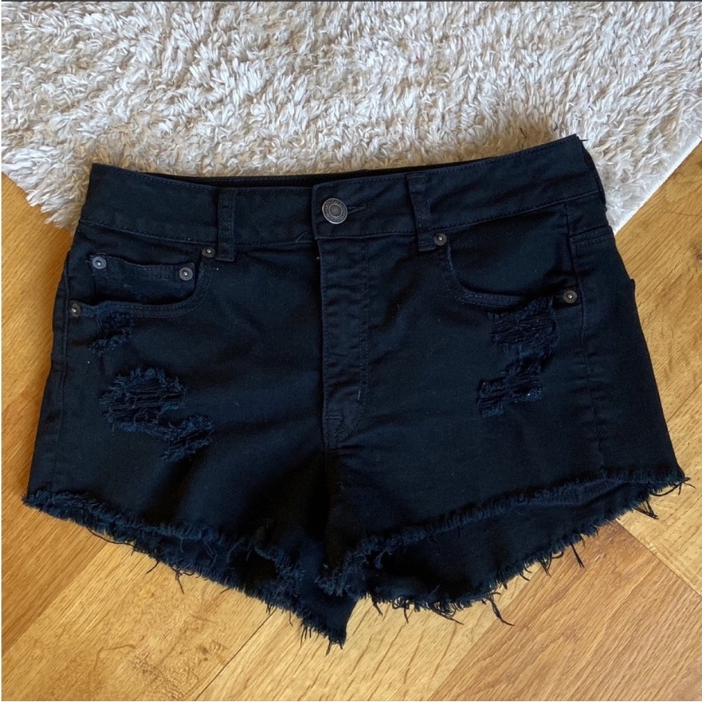 American Eagle Black Distressed Shorts